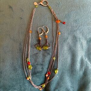 3 FOR $70: POAG Silver chain necklace with Peridots and Garnets